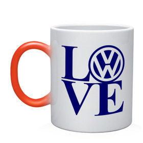 Кружка хамелеон с принтом Volkswagen love , керамика | меняет цвет при нагревании, емкость 330 мл | Тематика изображения на принте: love | volkswagen | любовь | фольксваген