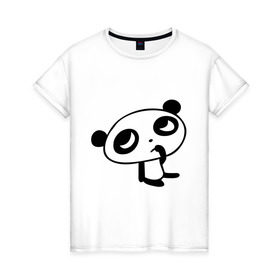 Женская футболка хлопок с принтом Панда , 100% хлопок | прямой крой, круглый вырез горловины, длина до линии бедер, слегка спущенное плечо | 