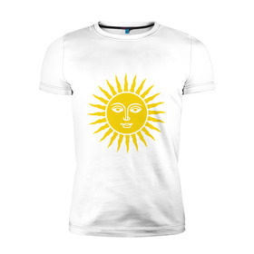 Мужская футболка премиум с принтом Русское солнце , 92% хлопок, 8% лайкра | приталенный силуэт, круглый вырез ворота, длина до линии бедра, короткий рукав | русское | солнце | ярило