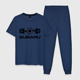 Мужская пижама хлопок с принтом Subaru , 100% хлопок | брюки и футболка прямого кроя, без карманов, на брюках мягкая резинка на поясе и по низу штанин
 | logo | sti | subaru | авто | лого | субарик | субару