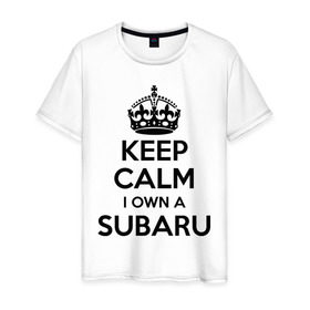Мужская футболка хлопок с принтом Subaru , 100% хлопок | прямой крой, круглый вырез горловины, длина до линии бедер, слегка спущенное плечо. | keep calm | logo | sti | subaru | авто | кип калм | лого | субарик | субару