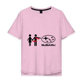 Мужская футболка хлопок Oversize с принтом I love subaru , 100% хлопок | свободный крой, круглый ворот, “спинка” длиннее передней части | logo | one love | sti | subaru | авто | девушка | лого | машина | пара | субарик | субару