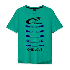 Мужская футболка хлопок Oversize с принтом One love subaru , 100% хлопок | свободный крой, круглый ворот, “спинка” длиннее передней части | logo | one love | sti | subaru | авто | лого | субарик | субару