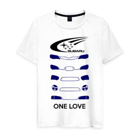 Мужская футболка хлопок с принтом One love subaru , 100% хлопок | прямой крой, круглый вырез горловины, длина до линии бедер, слегка спущенное плечо. | logo | one love | sti | subaru | авто | лого | субарик | субару