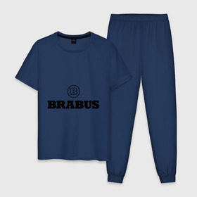 Мужская пижама хлопок с принтом Brabus , 100% хлопок | брюки и футболка прямого кроя, без карманов, на брюках мягкая резинка на поясе и по низу штанин
 | Тематика изображения на принте: benz | brabus | logo | mercedes | авто | брабус | лого | мерс | мерседес бенс