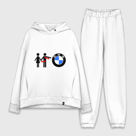 Женский костюм хлопок Oversize с принтом I love BMW ,  |  | bmw | logo | love | авто | бмв | бэха | лого | любовь | пара