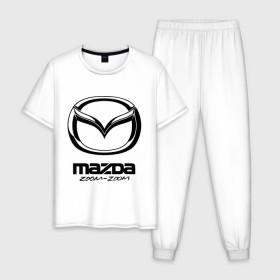 Мужская пижама хлопок с принтом Mazda Zoom-Zoom , 100% хлопок | брюки и футболка прямого кроя, без карманов, на брюках мягкая резинка на поясе и по низу штанин
 | Тематика изображения на принте: mazda | zoom | зум | мазда