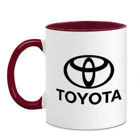 Кружка двухцветная с принтом Toyota Logo , керамика | объем — 330 мл, диаметр — 80 мм. Цветная ручка и кайма сверху, в некоторых цветах — вся внутренняя часть | logo | toyota | логотип | тойота