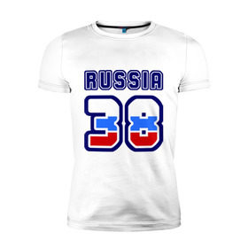Мужская футболка премиум с принтом Russia - 38 (Иркутская область) , 92% хлопок, 8% лайкра | приталенный силуэт, круглый вырез ворота, длина до линии бедра, короткий рукав | 