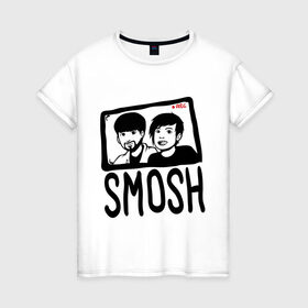Женская футболка хлопок с принтом RusSmosh , 100% хлопок | прямой крой, круглый вырез горловины, длина до линии бедер, слегка спущенное плечо | blogger | russmosh | smosh | youtube | блоггер | смош | шоу | ютубер