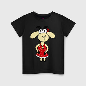 Детская футболка хлопок с принтом Козочка , 100% хлопок | круглый вырез горловины, полуприлегающий силуэт, длина до линии бедер | Тематика изображения на принте: 2015 | баран | барашек | коза | козочка | новый год | овечка | овца | рога | рождество | роза