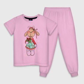 Детская пижама хлопок с принтом Овечка , 100% хлопок |  брюки и футболка прямого кроя, без карманов, на брюках мягкая резинка на поясе и по низу штанин
 | 