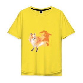 Мужская футболка хлопок Oversize с принтом Лиса акварель , 100% хлопок | свободный крой, круглый ворот, “спинка” длиннее передней части | fox | акварель | животные | лисы | мило