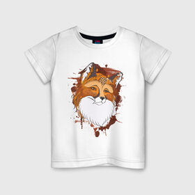 Детская футболка хлопок с принтом Лиса , 100% хлопок | круглый вырез горловины, полуприлегающий силуэт, длина до линии бедер | fox | акварель | животные | лисы | мило