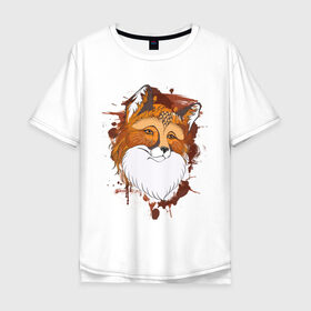 Мужская футболка хлопок Oversize с принтом Лиса , 100% хлопок | свободный крой, круглый ворот, “спинка” длиннее передней части | Тематика изображения на принте: fox | акварель | животные | лисы | мило