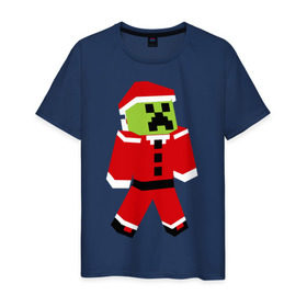 Мужская футболка хлопок с принтом Minecraft , 100% хлопок | прямой крой, круглый вырез горловины, длина до линии бедер, слегка спущенное плечо. | Тематика изображения на принте: 2015 | minecraft | игры | маинкрафт | новый год