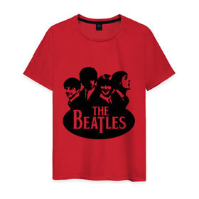 Мужская футболка хлопок с принтом The Beatles 1 , 100% хлопок | прямой крой, круглый вырез горловины, длина до линии бедер, слегка спущенное плечо. | Тематика изображения на принте: beatles | harrison | lennon | mccartmey | starr | битлз
