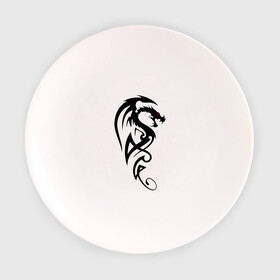 Тарелка 3D с принтом Дракон (стильный трайбл) , фарфор | диаметр - 210 мм
диаметр для нанесения принта - 120 мм | Тематика изображения на принте: dragon | tattoo | дракон | тату | трайбл