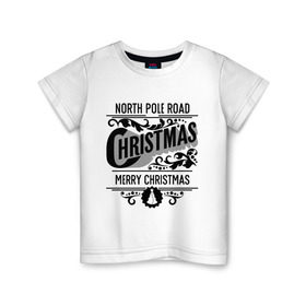 Детская футболка хлопок с принтом Merry christmas , 100% хлопок | круглый вырез горловины, полуприлегающий силуэт, длина до линии бедер | 2015 | merry christmas | ёлка | новый год | узор