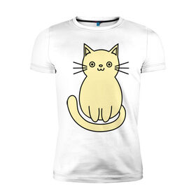 Мужская футболка премиум с принтом Милый котик , 92% хлопок, 8% лайкра | приталенный силуэт, круглый вырез ворота, длина до линии бедра, короткий рукав | 