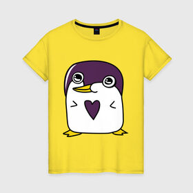 Женская футболка хлопок с принтом Нарисованный пингвин , 100% хлопок | прямой крой, круглый вырез горловины, длина до линии бедер, слегка спущенное плечо | пингвин