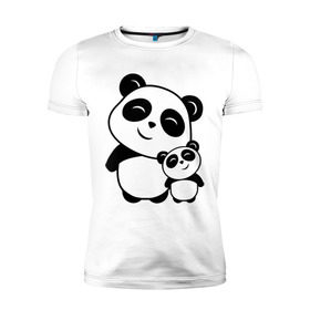 Мужская футболка премиум с принтом Милые панды , 92% хлопок, 8% лайкра | приталенный силуэт, круглый вырез ворота, длина до линии бедра, короткий рукав | панда