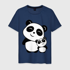 Мужская футболка хлопок с принтом Милые панды , 100% хлопок | прямой крой, круглый вырез горловины, длина до линии бедер, слегка спущенное плечо. | Тематика изображения на принте: панда