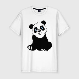 Мужская футболка премиум с принтом Милая панда , 92% хлопок, 8% лайкра | приталенный силуэт, круглый вырез ворота, длина до линии бедра, короткий рукав | Тематика изображения на принте: 
