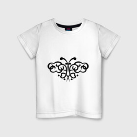 Детская футболка хлопок с принтом Порхающая бабочка (тату) , 100% хлопок | круглый вырез горловины, полуприлегающий силуэт, длина до линии бедер | стилизация | тату
