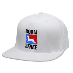 Кепка снепбек с прямым козырьком с принтом Born to be free , хлопок 100% |  | born | free | олень | рожден | свобода | свободный