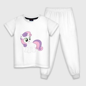 Детская пижама хлопок с принтом Пони Крошка Бель , 100% хлопок |  брюки и футболка прямого кроя, без карманов, на брюках мягкая резинка на поясе и по низу штанин
 | my little pony | бель | крошка | пони