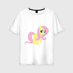Женская футболка хлопок Oversize с принтом Пони пегас Флаттершай , 100% хлопок | свободный крой, круглый ворот, спущенный рукав, длина до линии бедер
 | my little pony | пегас | пони | флаттершай
