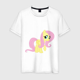 Мужская футболка хлопок с принтом Пони пегас Флаттершай , 100% хлопок | прямой крой, круглый вырез горловины, длина до линии бедер, слегка спущенное плечо. | Тематика изображения на принте: my little pony | пегас | пони | флаттершай