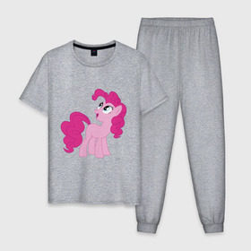 Мужская пижама хлопок с принтом Пони Пинки Пай , 100% хлопок | брюки и футболка прямого кроя, без карманов, на брюках мягкая резинка на поясе и по низу штанин
 | my little pony | пинки пай | пони