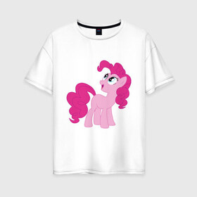 Женская футболка хлопок Oversize с принтом Пони Пинки Пай , 100% хлопок | свободный крой, круглый ворот, спущенный рукав, длина до линии бедер
 | my little pony | пинки пай | пони