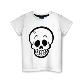 Детская футболка хлопок с принтом Забавный черепок , 100% хлопок | круглый вырез горловины, полуприлегающий силуэт, длина до линии бедер | скелет