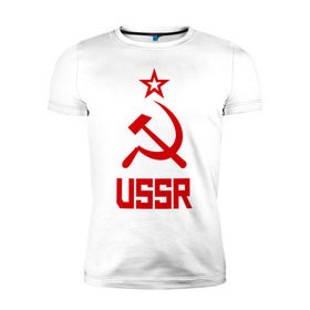 Мужская футболка премиум с принтом СССР - великая держава , 92% хлопок, 8% лайкра | приталенный силуэт, круглый вырез ворота, длина до линии бедра, короткий рукав | ussr | патриот | россия | ссср | страна советов