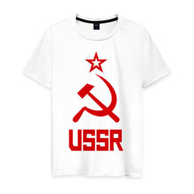 Мужская футболка хлопок с принтом СССР - великая держава , 100% хлопок | прямой крой, круглый вырез горловины, длина до линии бедер, слегка спущенное плечо. | ussr | патриот | россия | ссср | страна советов