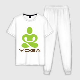 Мужская пижама хлопок с принтом Йога - это здоровье , 100% хлопок | брюки и футболка прямого кроя, без карманов, на брюках мягкая резинка на поясе и по низу штанин
 | Тематика изображения на принте: 