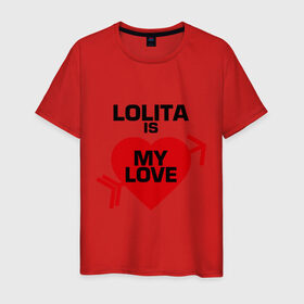Мужская футболка хлопок с принтом Лолита - моя любовь , 100% хлопок | прямой крой, круглый вырез горловины, длина до линии бедер, слегка спущенное плечо. | lola | my love | лола | лолита | моя любовь
