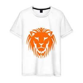 Мужская футболка хлопок с принтом Лев - это сила и власть , 100% хлопок | прямой крой, круглый вырез горловины, длина до линии бедер, слегка спущенное плечо. | власть | голова | лев | сила | царь зверей