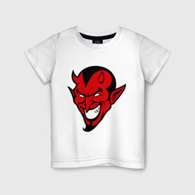 Детская футболка хлопок с принтом Злобный демон , 100% хлопок | круглый вырез горловины, полуприлегающий силуэт, длина до линии бедер | демон | дьявол | зло | злобный | сатана | черт