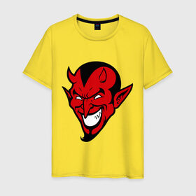 Мужская футболка хлопок с принтом Злобный демон , 100% хлопок | прямой крой, круглый вырез горловины, длина до линии бедер, слегка спущенное плечо. | демон | дьявол | зло | злобный | сатана | черт