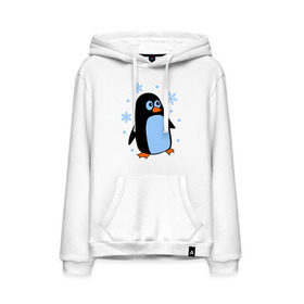 Мужская толстовка хлопок с принтом Пингвин под снегом , френч-терри, мягкий теплый начес внутри (100% хлопок) | карман-кенгуру, эластичные манжеты и нижняя кромка, капюшон с подкладом и шнурком | пингвин