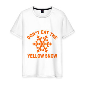 Мужская футболка хлопок с принтом Don`t eat the yelow snow , 100% хлопок | прямой крой, круглый вырез горловины, длина до линии бедер, слегка спущенное плечо. | dont eat | snow | yellow | желтый снег | не ешь | снег