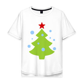 Мужская футболка хлопок Oversize с принтом Ёлочка и снежок , 100% хлопок | свободный крой, круглый ворот, “спинка” длиннее передней части | Тематика изображения на принте: 2015 | new year | елка | зима | новый год | снег