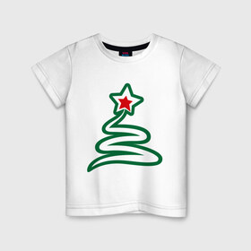 Детская футболка хлопок с принтом Новогодняя ёлочка , 100% хлопок | круглый вырез горловины, полуприлегающий силуэт, длина до линии бедер | 2015 | new year | елка | зима | новый год