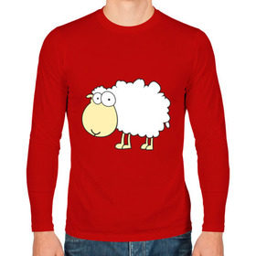 Мужской лонгслив хлопок с принтом Милая овечка , 100% хлопок |  | 2015 | new year | новый год | овечка | овца
