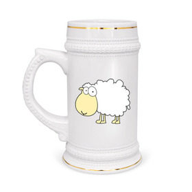 Кружка пивная с принтом Милая овечка ,  керамика (Материал выдерживает высокую температуру, стоит избегать резкого перепада температур) |  объем 630 мл | 2015 | new year | новый год | овечка | овца