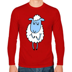 Мужской лонгслив хлопок с принтом Милая овечка , 100% хлопок |  | 2015 | new year | коза | новый год | овца